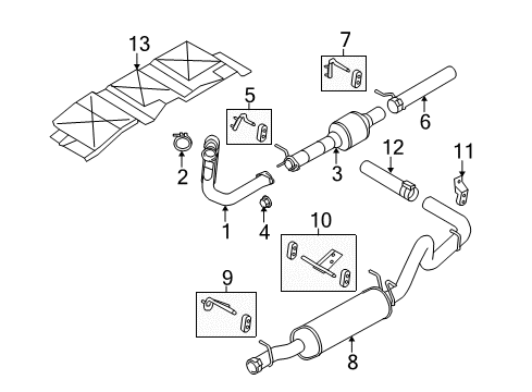 2010 Ford E-350 Super Duty Muffler W/Tpipe Rear Bracket Diagram for 4C2Z-5260-AA