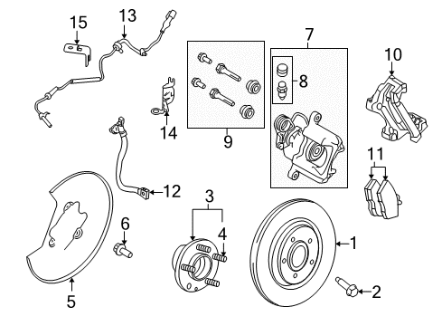 2011 Lincoln MKS Brake Components, Brakes Diagram 3 - Thumbnail