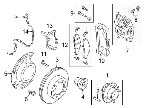 2017 Ford F-350 Super Duty Hub & Bearing, Front Diagram for HC3Z-1104-F