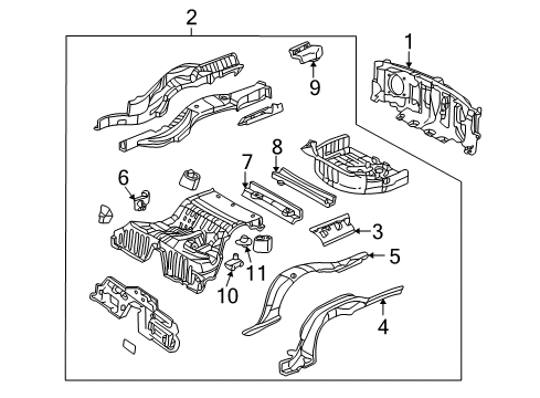 2005 Ford Thunderbird Rear Floor Pan Diagram for 1W6Z-7611215-AA