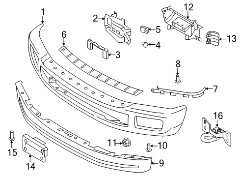 2018 Ford F-250 Super Duty Front Bumper & Components Diagram