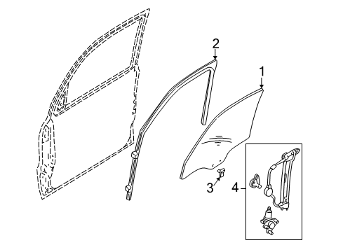 2005 Ford Escape Front Door - Glass & Hardware Diagram
