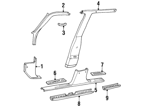 1998 Mercury Mountaineer Pillar Trim, Driver Side Diagram for F87Z7803599AAE