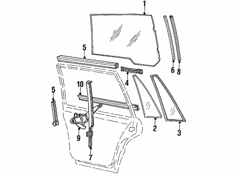 1985 Ford LTD Rear Door Glass & Hardware Diagram 1 - Thumbnail