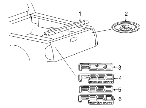 2006 Ford F-250 Super Duty Exterior Trim - Pick Up Box Diagram