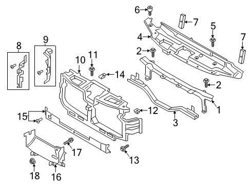 2018 Ford F-250 Super Duty Radiator Support Diagram