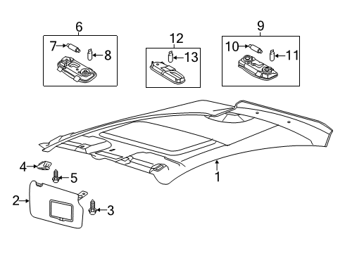2015 Ford Fiesta Sunvisor, Driver Side Diagram for AE8Z-5404105-CA