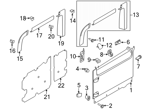 2022 Ford Transit-350 HD Rear Molding, Upper Passenger Side Diagram for CK4Z-6125508-AE