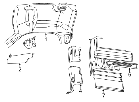 1998 Ford F-250 Interior Trim - Cab Diagram