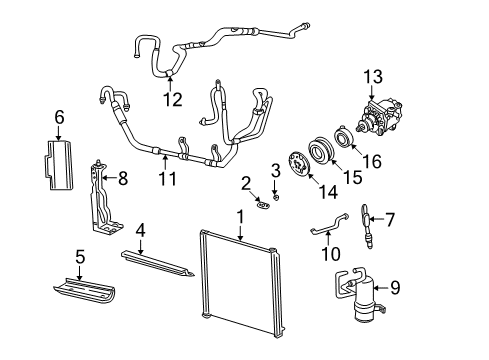 2005 Mercury Mountaineer A/C Condenser, Compressor & Lines Diagram