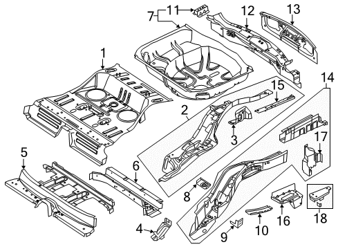 2017 Ford Explorer Rear Floor & Rails Diagram