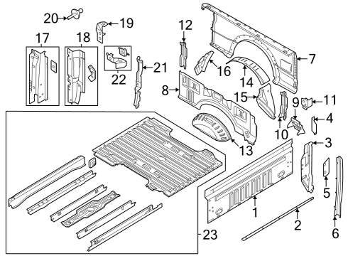 2023 Ford F-350 Super Duty Front & Side Panels, Floor Diagram 1 - Thumbnail