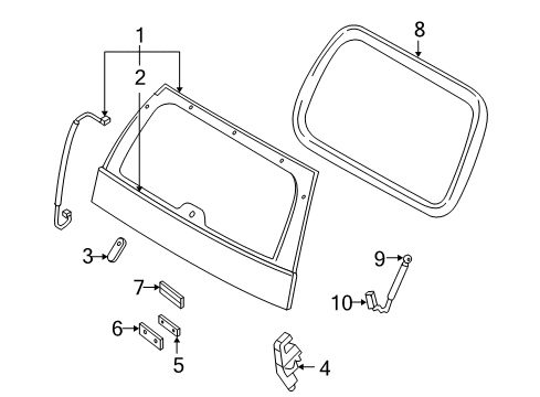 2004 Ford Explorer Lift Gate - Glass & Hardware Diagram