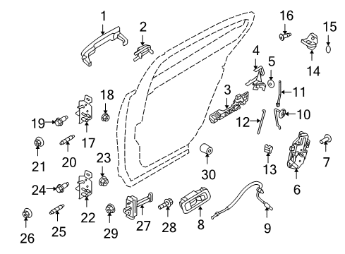 2015 Ford Police Interceptor Sedan Rear Door - Lock & Hardware Diagram