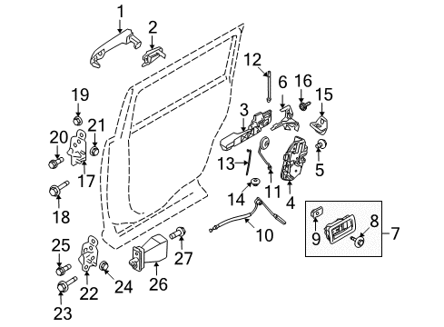 2010 Ford Flex Rear Door - Lock & Hardware Diagram