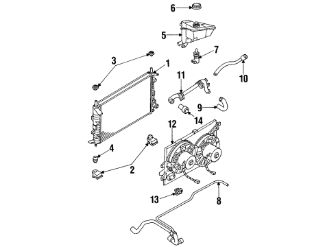 1996 Ford Contour Radiator & Components Diagram