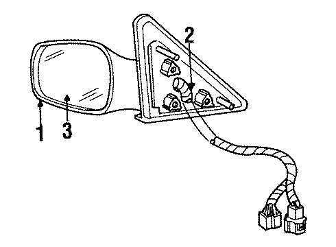 1996 Lincoln Continental Mirror Glass, Rear Outer Driver Side Diagram for F7OZ-17K707-BA