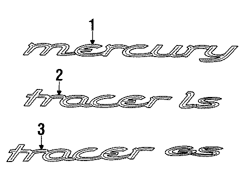 1998 Mercury Tracer Nameplate, Blue Diagram for F8KZ5442528AAA