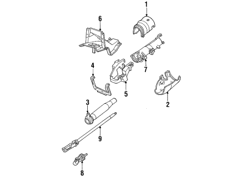 1993 Lincoln Continental Steering Column Housing & Components, Shaft & Internal Components, Shroud, Switches & Levers Diagram