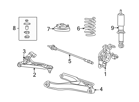 2004 Ford Explorer Rear Suspension, Control Arm Diagram 1 - Thumbnail