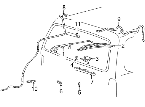 2005 Mercury Mountaineer Lift Gate - Wiper & Washer Components Diagram