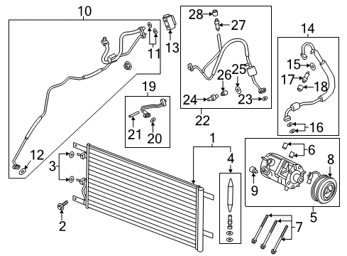 2018 Ford F-250 Super Duty A/C Condenser, Compressor & Lines Diagram
