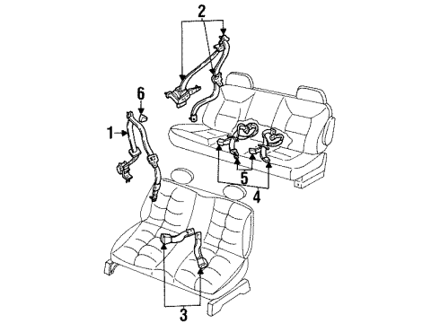 1996 Mercury Villager Lap Belt, Rear Diagram for F6XZ-12611B66-CCC