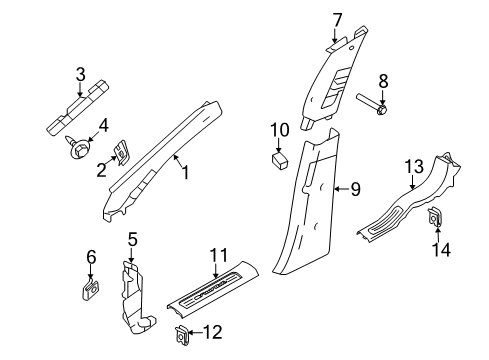 2015 Ford Police Interceptor Sedan Interior Trim - Pillars, Rocker & Floor Diagram