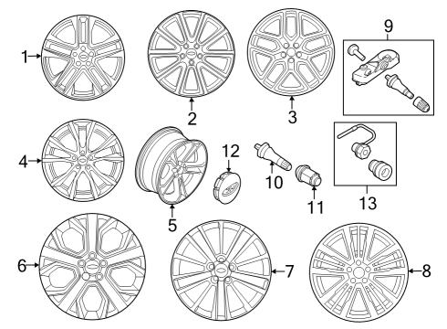 2019 Ford Explorer Wheel, Alloy Diagram for JB5Z-1007-C