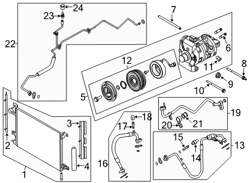 2013 Ford Mustang A/C Condenser, Compressor & Lines Diagram 1 - Thumbnail
