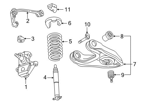 2000 Ford Expedition Front Suspension Components, Lower Control Arm, Upper Control Arm, Stabilizer Bar Diagram