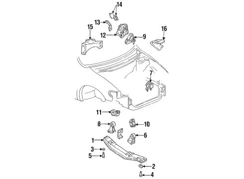 1993 Mercury Villager Insulator Bracket, Front Passenger Side Diagram for F3XY6028A