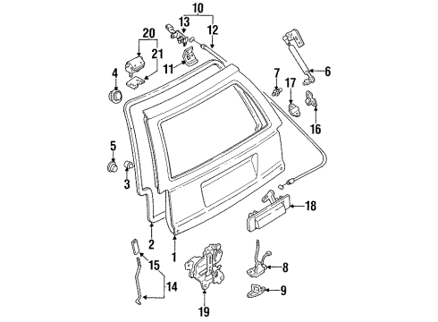 1995 Mercury Tracer Handle, Outside Diagram for F4CZ-74430A70-A
