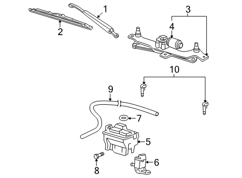 2008 Lincoln Navigator Windshield - Wiper & Washer Components Diagram