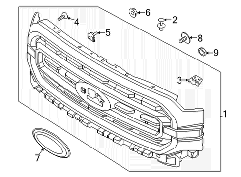 2022 Ford F-150 Grille & Components Diagram