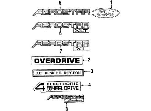 1989 Ford Aerostar Exterior Trim - Lift Gate Diagram