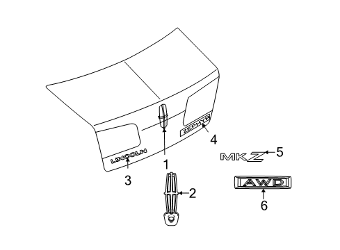 2006 Lincoln Zephyr Exterior Trim - Trunk Lid Diagram