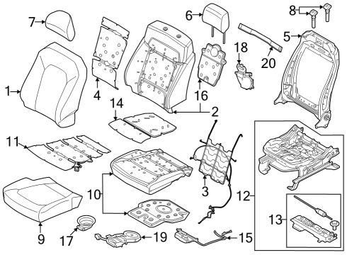2022 Ford F-150 Front Seat Components Diagram 1 - Thumbnail