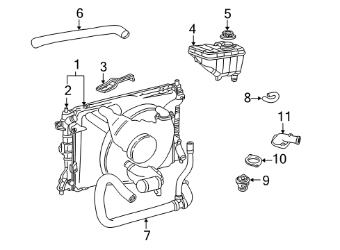 2006 Ford Crown Victoria Radiator & Components Diagram
