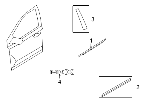 2009 Lincoln MKX Exterior Trim - Front Door Diagram