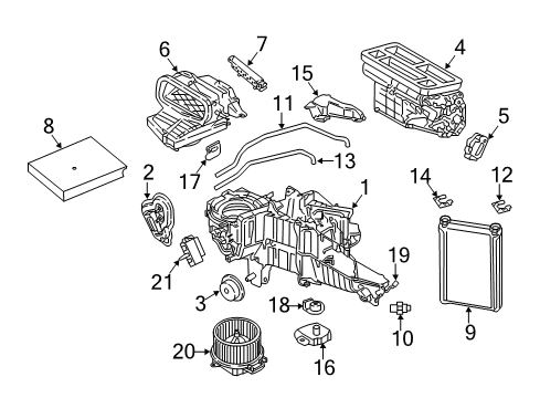 2018 Ford F-350 Super Duty A/C Evaporator & Heater Components Diagram