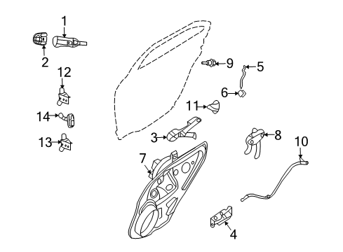 2007 Ford Fusion Rear Door - Lock & Hardware Diagram