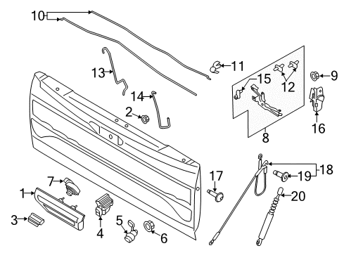 2015 Ford F-150 Tail Gate - Lock & Hardware Diagram