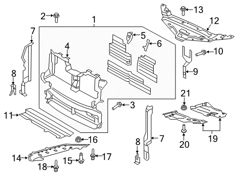 2017 Lincoln MKX Radiator Support - Under Cover & Splash Shields Diagram
