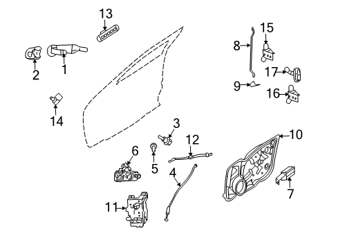 2007 Ford Fusion Front Door - Lock & Hardware Diagram