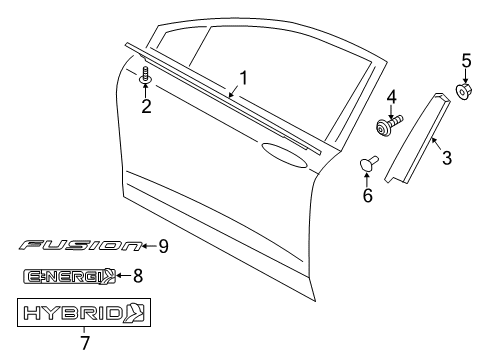 2014 Ford Fusion Exterior Trim - Front Door Diagram