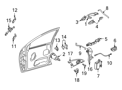 2007 Ford Focus Front Door - Lock & Hardware Diagram 1 - Thumbnail