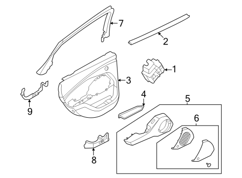 2022 Ford Mustang Mach-E Interior Trim - Rear Door Diagram