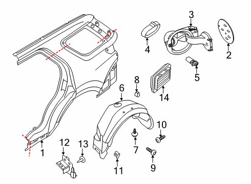 2018 Ford Police Interceptor Utility Quarter Panel & Components Diagram