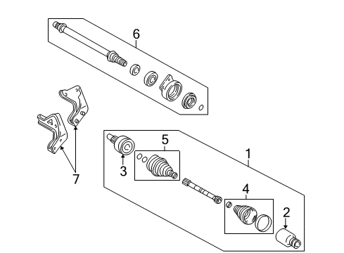 2006 Mercury Mariner Drive Axles - Front Diagram